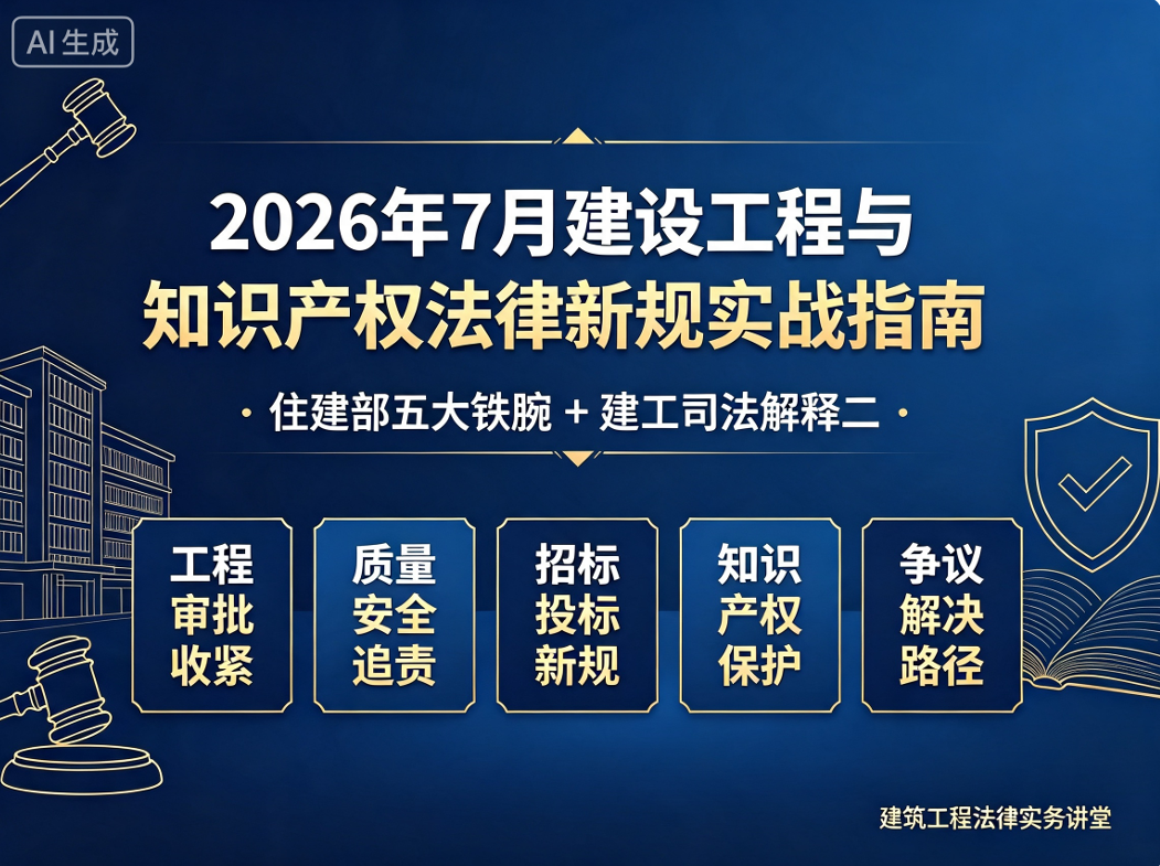2026年7月建设工程与知识产权法律新规实战指南:住建部五大铁腕+建工司法解释二